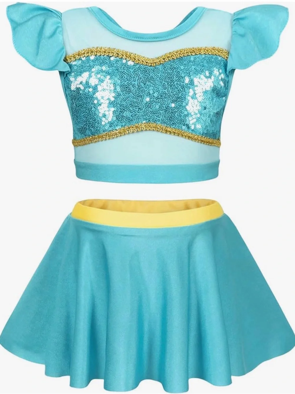 Princess Jasmine Swimsuit Kids, Size 2T-3T (110), 3 pc. New,Ruffles Fancy Swimwe
